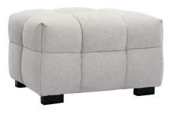 Miliboo Pouf|Pouf-Pouf repose-pieds design en tissu effet velours texturé beige CORTO