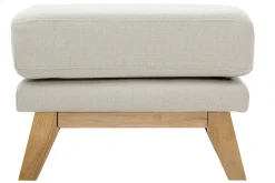Miliboo Pouf|Pouf-Pouf repose-pieds déhoussable scandinave en tissu beige et bois clair OSLO