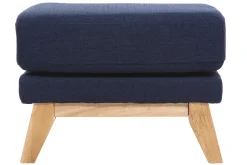 Miliboo Pouf|Pouf-Pouf repose-pieds déhoussable scandinave en tissu bleu foncé et bois clair OSLO