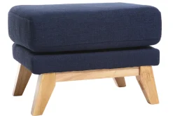 Miliboo Pouf|Pouf-Pouf repose-pieds déhoussable scandinave en tissu bleu foncé et bois clair OSLO