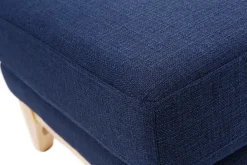 Miliboo Pouf|Pouf-Pouf repose-pieds déhoussable scandinave en tissu bleu foncé et bois clair OSLO