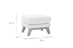 Miliboo Pouf|Pouf-Pouf repose-pieds déhoussable scandinave en tissu effet laine bouclée blanc cassé et bois clair OSLO