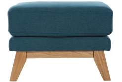 Miliboo Pouf|Pouf-Pouf repose-pieds déhoussable scandinave en tissu bleu canard et bois clair OSLO