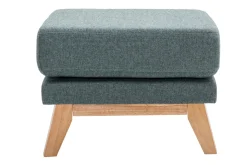 Miliboo Pouf|Pouf-Pouf repose-pieds déhoussable scandinave en tissu vert de gris et bois clair OSLO