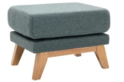 Miliboo Pouf|Pouf-Pouf repose-pieds déhoussable scandinave en tissu vert de gris et bois clair OSLO