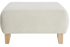Miliboo Pouf|Pouf-Pouf repose-pieds en tissu effet velours texturé beige et bois clair massif L75 cm ODEON