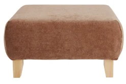 Miliboo Pouf|Pouf-Pouf repose-pieds en tissu effet velours texturé terracotta et bois clair massif L75 cm ODEON