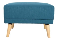 Miliboo Pouf|Pouf-Pouf repose-pieds scandinave en tissu bleu canard et bois clair ULLA