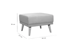 Miliboo Pouf|Pouf-Pouf repose-pieds scandinave en tissu bleu canard et bois clair ULLA