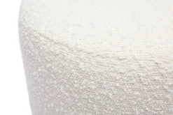 Miliboo Pouf|Pouf-Pouf rond en tissu effet laine bouclée blanc cassé et métal doré D40 cm AMAYA