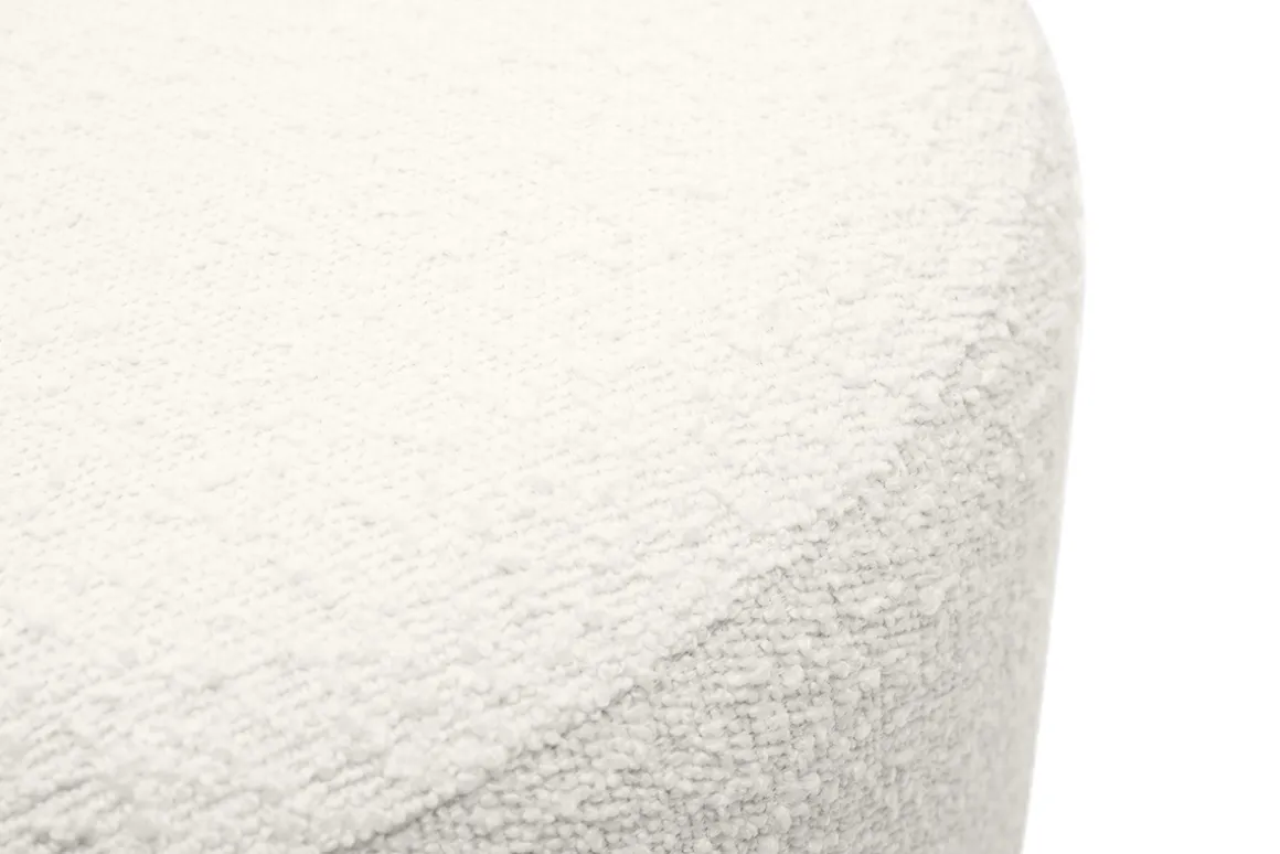 Miliboo Pouf|Pouf-Pouf rond en tissu effet laine bouclée blanc cassé et métal doré D54 cm AMAYA