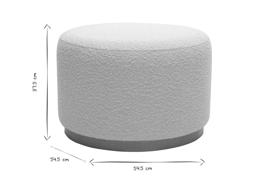 Miliboo Pouf|Pouf-Pouf rond en tissu effet laine bouclée blanc cassé et métal doré D54 cm AMAYA