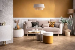 Miliboo Pouf|Pouf-Pouf rond en tissu velours côtelé écru D70 cm LOUIS