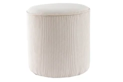 Miliboo Pouf|Pouf-Pouf rond en tissu velours côtelé écru D40 cm LOUIS
