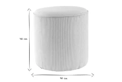 Miliboo Pouf|Pouf-Pouf rond en tissu velours côtelé écru D40 cm LOUIS