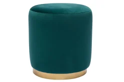 Miliboo Pouf|Pouf-Pouf rond en velours bleu pétrole et métal doré D40 cm AMAYA