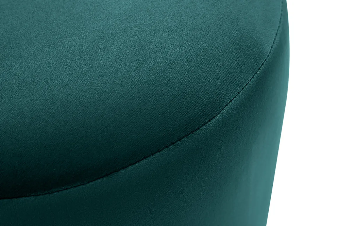 Miliboo Pouf|Pouf-Pouf rond en velours bleu pétrole et métal doré D40 cm AMAYA