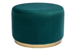 Miliboo Pouf|Pouf-Pouf rond en velours bleu pétrole et métal doré D54 cm AMAYA