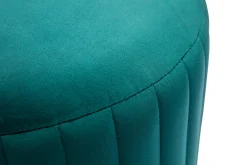 Miliboo Pouf|Pouf-Pouf rond en velours bleu pétrole et métal doré D40 cm DONA