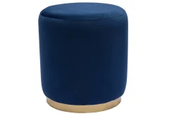 Miliboo Pouf|Pouf-Pouf rond en velours bleu marine et métal doré D40 cm AMAYA