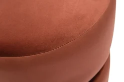 Miliboo Pouf|Pouf-Pouf rond en velours bleu rouge tomette et métal doré D40 cm JOY