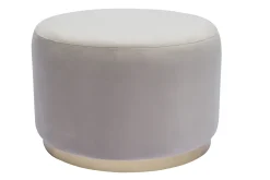 Miliboo Pouf|Pouf-Pouf rond en velours taupe et métal doré D54 cm AMAYA