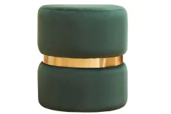 Miliboo Pouf|Pouf-Pouf rond en velours vert foncé et métal doré D40 cm JOY
