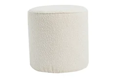 Miliboo Pouf|Pouf-Pouf scandinave rond en tissu effet laine bouclée blanc cassé D40 cm MERIBEL