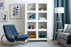 Miliboo Rocking Chair|Voir Tous Les Fauteuils-Rocking chair design blanc et acier chromé CHESTY