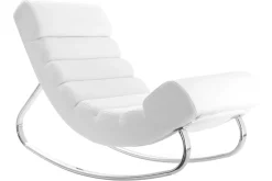 Miliboo Rocking Chair|Voir Tous Les Fauteuils-Rocking chair design blanc et acier chromé TAYLOR
