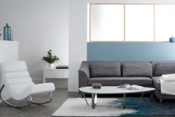 Miliboo Rocking Chair|Voir Tous Les Fauteuils-Rocking chair design blanc et acier chromé TAYLOR