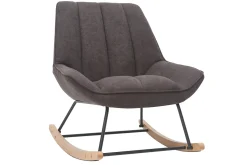 Miliboo Rocking Chair|Voir Tous Les Fauteuils-Rocking chair design en tissu effet velours gris foncé, métal noir et bois clair BILLIE