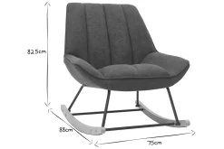 Miliboo Rocking Chair|Voir Tous Les Fauteuils-Rocking chair design en tissu effet velours gris foncé, métal noir et bois clair BILLIE