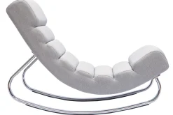 Miliboo Rocking Chair|Voir Tous Les Fauteuils-Rocking chair design en tissu gris clair et acier chromé TAYLOR