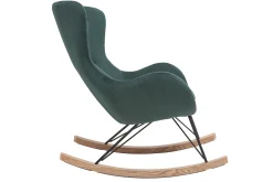 Miliboo Rocking Chair|Voir Tous Les Fauteuils-Rocking chair design en tissu velours côtelé vert, métal noir et bois clair ESKUA