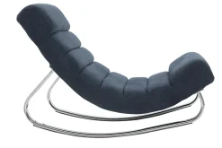 Miliboo Rocking Chair|Voir Tous Les Fauteuils-Rocking chair design en tissu effet velours bleu et acier chromé TAYLOR