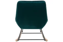 Miliboo Rocking Chair|Voir Tous Les Fauteuils-Rocking chair design en tissu velours bleu pétrole, métal noir et bois clair BILLIE