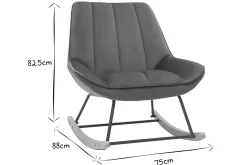 Miliboo Rocking Chair|Voir Tous Les Fauteuils-Rocking chair design en tissu velours bleu pétrole, métal noir et bois clair BILLIE