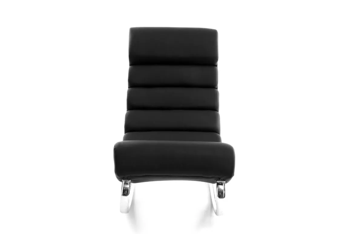Miliboo Rocking Chair|Voir Tous Les Fauteuils-Rocking chair design noir et acier chromé TAYLOR