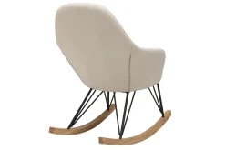 Miliboo Rocking Chair|Voir Tous Les Fauteuils-Rocking chair en tissu beige crème, bois clair et métal noir JHENE
