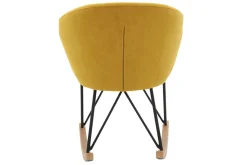 Miliboo Rocking Chair|Voir Tous Les Fauteuils-Rocking chair en tissu effet velours jaune moutarde, métal noir et bois clair RHAPSODY