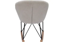 Miliboo Rocking Chair|Voir Tous Les Fauteuils-Rocking chair en tissu effet velours texturé beige, métal noir et bois clair RHAPSODY