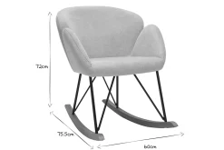 Miliboo Rocking Chair|Voir Tous Les Fauteuils-Rocking chair en tissu effet velours texturé beige, métal noir et bois clair RHAPSODY
