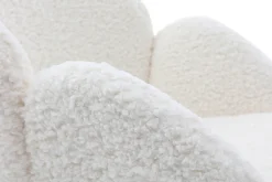 Miliboo Rocking Chair|Voir Tous Les Fauteuils-Rocking chair en tissu effet peau de mouton blanc, métal noir et bois clair RHAPSODY