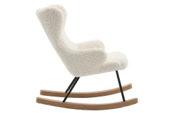 Miliboo Fauteuil Enfant-Rocking chair enfant en tissu effet peau de mouton blanc, métal noir et bois clair SHAUN