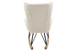 Miliboo Fauteuil Enfant-Rocking chair enfant en tissu effet peau de mouton blanc, métal noir et bois clair SHAUN
