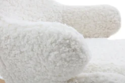 Miliboo Fauteuil Enfant-Rocking chair enfant en tissu effet peau de mouton blanc, métal noir et bois clair SHAUN