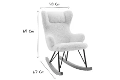 Miliboo Fauteuil Enfant-Rocking chair enfant en tissu effet peau de mouton blanc, métal noir et bois clair SHAUN