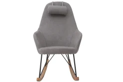 Miliboo Rocking Chair|Voir Tous Les Fauteuils-Rocking chair scandinave en tissu effet velours gris, métal noir et bois clair JHENE