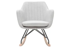 Miliboo Rocking Chair|Voir Tous Les Fauteuils-Rocking chair scandinave en tissu gris clair, métal noir et bois clair ALEYNA